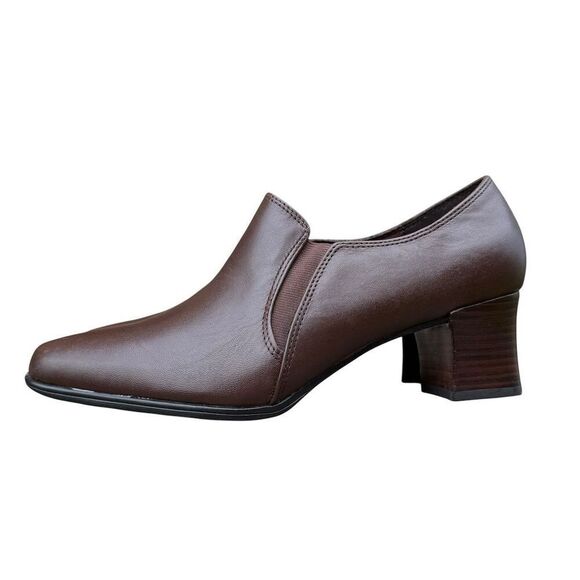 Liz Baker Women's Brown Leather Block Heel Slip On Shoes Size 8 - Picture 7 of 9